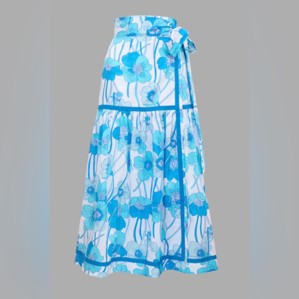 NWT! LORETTA CAPONI Size S • Varadero Floral Cotton Wrap Skirt.